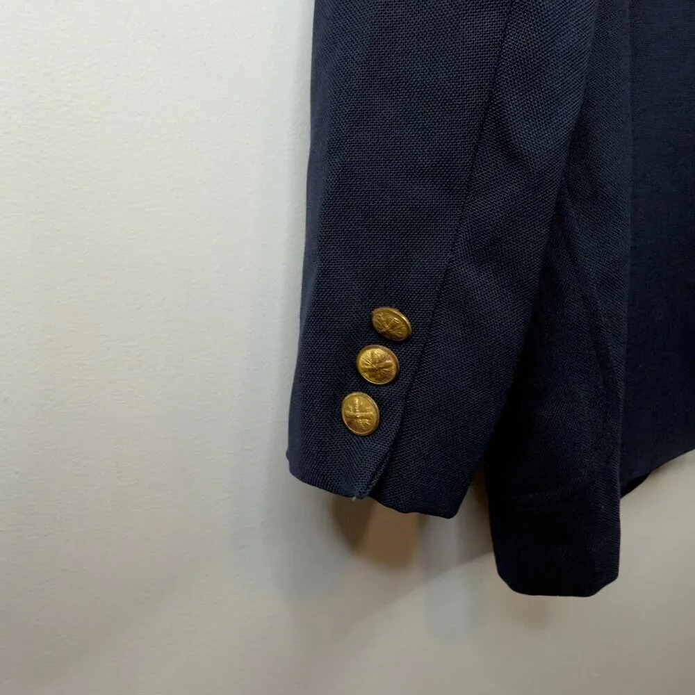 Vintage London Fog Navy Blue Two-Button Blazer Size 44R Mens Large XL 70s 80s